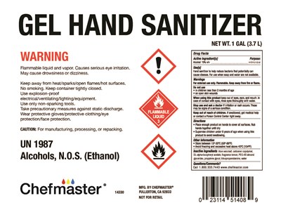 14330 Gel Hand Sanitizer - 14330 Gel Hand Sanitizer 3.7 Liter